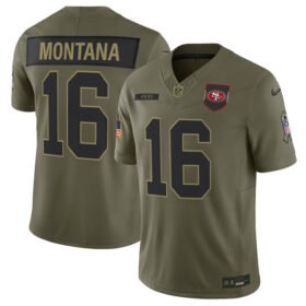 Olive San Francisco 49ers #16 Joe Montana 2025 F.U.S.E. Salute to Service Limited Stitched Football Jersey - SFR89