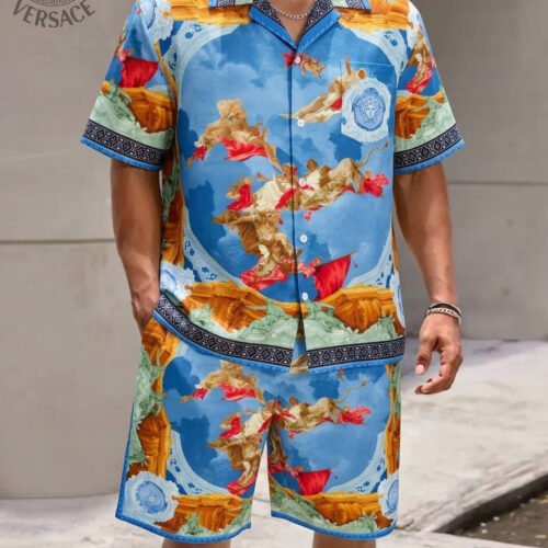 Premium Versace Satin Shirt & Shorts Set Trending 2026 - VSS02