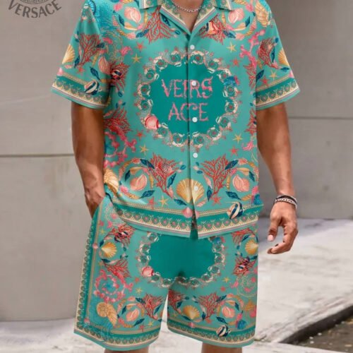 Premium Versace Satin Shirt & Shorts Set Trending 2026 - VSS03