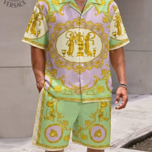 Premium Versace Satin Shirt & Shorts Set Trending 2026 - VSS05