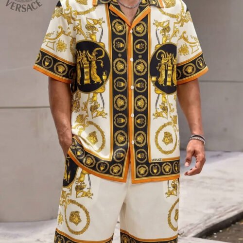 Premium Versace Satin Shirt & Shorts Set Trending 2026 - VSS07