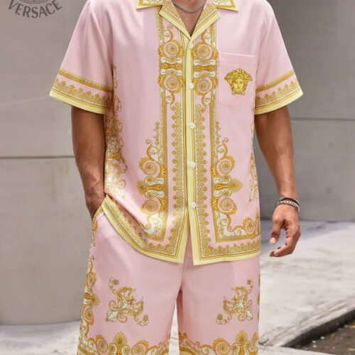 Premium Versace Satin Shirt With Pocket & Shorts Set Trending 2026 - VSS09