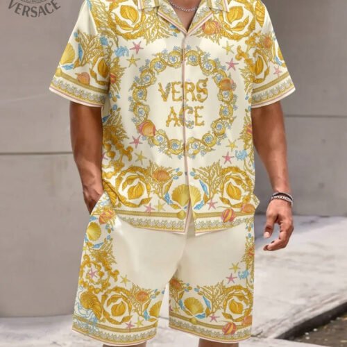 Premium Versace Satin Shirt & Shorts Set Trending 2026 - VSS10