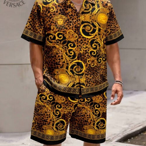 Premium Versace Satin Shirt & Shorts Set Trending 2026 - VSS01