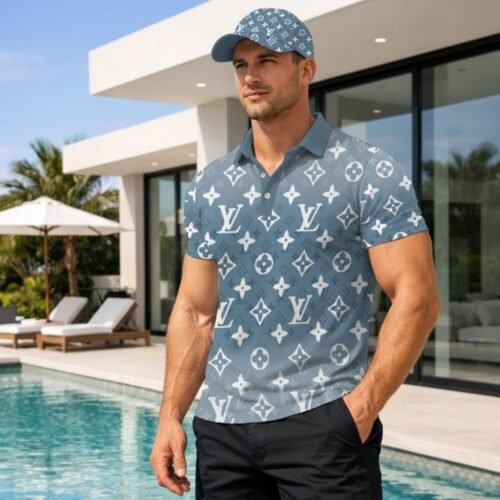 Luxury Louis Vuitton Men Polo Shirt and Baseball Cap  - LVP20